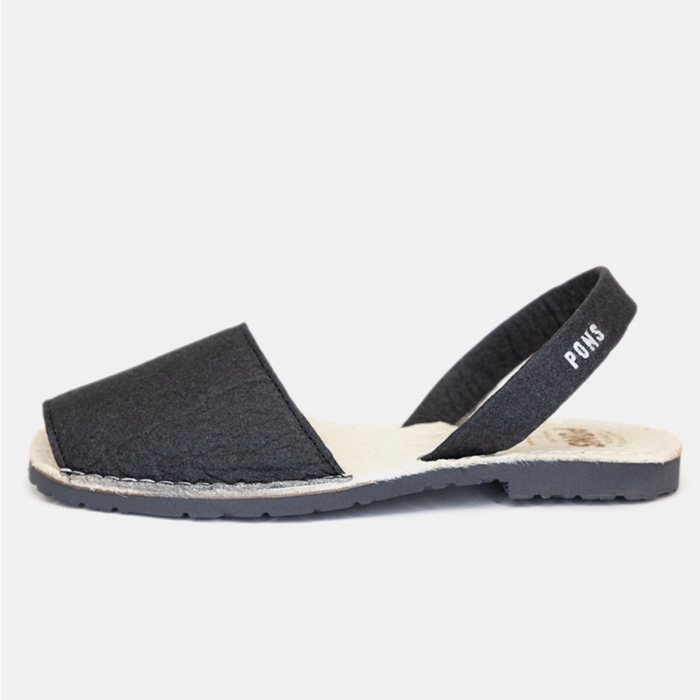 Pons Black Slingback Vegan Sandals Charcoal
